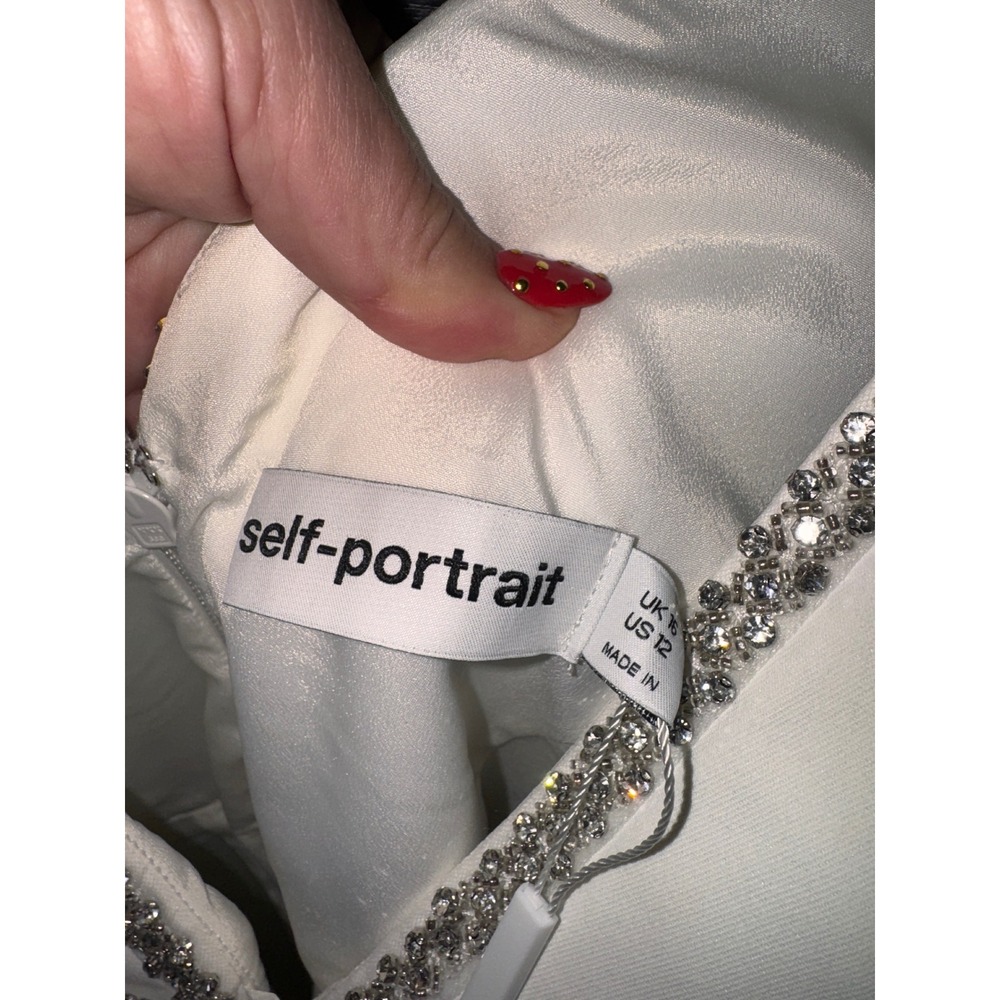Self Portrait Mini Dress Sleeveless Rhinestone Detail Party Cocktail NWT - Picture 10 of 13